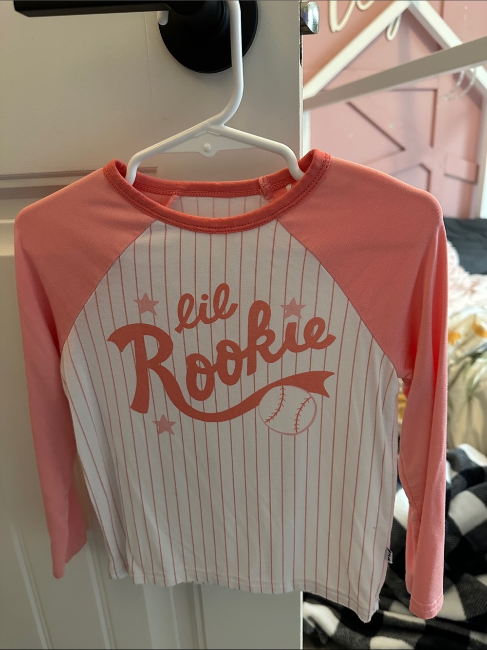 Little Sleepies Pink & White "Lil Rookie" Long Sleeve Tee